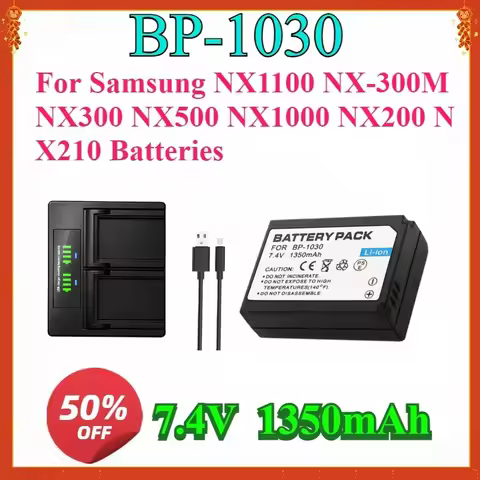 1350mAh BP1030 BP 1030 BP-1030 Battery +Dual Charger for Samsung NX1100 NX-300M NX300 NX500 NX1000 N