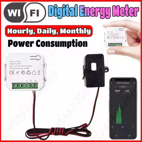 Smart Life WiFi Digital Energy Meter App Control Real-Time Monitor Power Consumption with CT Clamp S