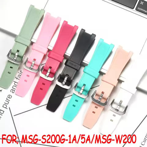Watch Accessories Suitable for Casio MSG-S200G-1A/5A MSG-W200 Men's Replacement Band Resin Rubber Wa