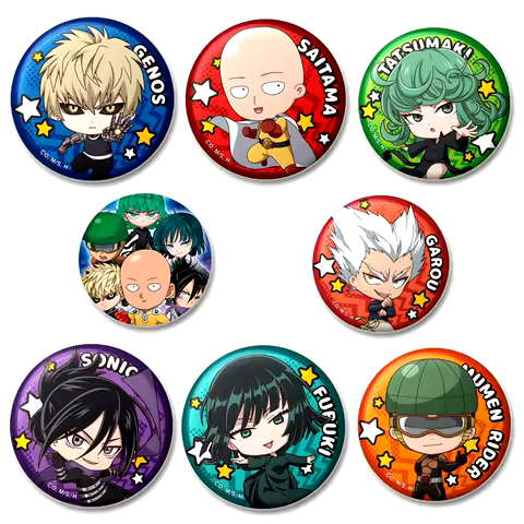 Anime One Punch Man Lapel Pins Cartoon Cosplay Saitama Genos Jenos Sonic Tatsumaki Fubuki Garou Badg