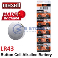 10PCS LR43 GENUINE Maxell Button Cell Alkaline Battery 1.5V