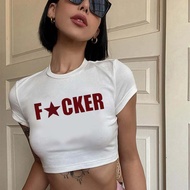 Áo Thun Nữ Dáng Ôm Cổ Tròn in Họa Tiết Hoạt Hình Mùa Thu 2023 Y2K Kitten Club Cyber Streetwear YK2 C