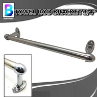 Towel Rod Stainless Steel with Plastic bracket (2 Ft, 3 Ft, 4 Ft, 5 Ft) 3/4" Rod Size