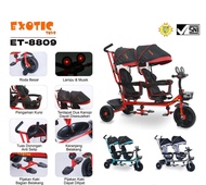 Sepeda Roda Tiga Exotic ET-8809 Kembar Boncengan ET8809 Double Twin - gowes laju