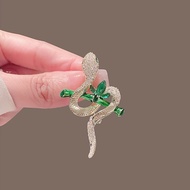 Diamond zircon plant snake Year zodiac brooch
