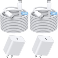 Fast Charging iPhone 17 16 15 Charger,2Pack 10 FT Long USB C Charger woven Cord with 20W USBC Fast C