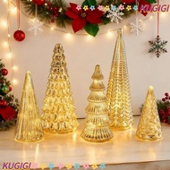 KUGIGI Set of 5 Illuminated Mercury Glass Trees, Creative Versatile Mercury Glass Christmas Trees, D