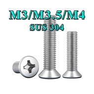 Flat Head bolt / Phillips Countersunk Flathead Bolt / Machine Bolt SUS304  M3/M3.5/M4 [DYY]