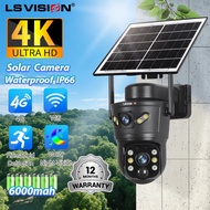 ​LS VISION 4K Solar CCTV Camera V380 PRO with 2-Lens & 2 Screen IP66 Waterproof + PIR+AI Alarm Syste