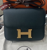 Hermes Constance 19 松柏綠金扣Epsom