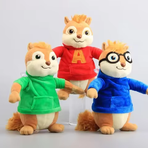 New 3pcs 22cm Alvin and the Chipmunks Halloween Plush Toys Kawaii Fluffy Chipmunks Stuffed Animals B