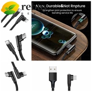 REBUY 90 Degrees Type C Cable, Nylon Braid Elbow PD 60W Quick Charger Cord, Charge Data Cable Data T