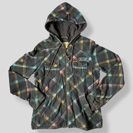 B1ll@b0ng Unisex Dark Gray Plaid Thick Quilted Ski Hoodie 90s Y2K