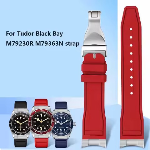 20 21 22mm High Quality Curved Fluororubber Watchband For Tudor Black Bay M79230R M79363N strap FKM 