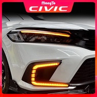 เหมาะสำหรับ11Th ฮอนด้า Civic FE 2022 2023อุปกรณ์เสริมสำหรับรถยนต์ไฟหน้า LED ไฟตัดหมอกแสงวิ่งกลางวัน 