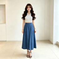（MELISSA-MLS40414）SMLXL2XL Womens clothing denim long skirt high-waisted summer new style denim fabr
