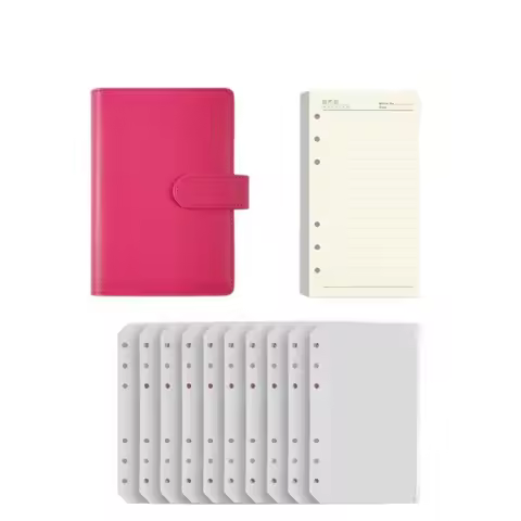 Pu Leather Loose-Leaf Notebook A6 Portable Budget Binder Refillable 6 Holes Binder Saving Money Bind