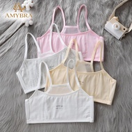 Combo 4 (or 3) cotton girls' shirt, 2-layer unpadded student bra on the front 30-56kg AMYBRA A108