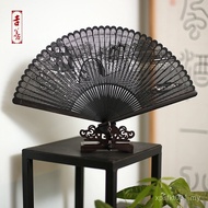 Fan Side Fan 6 Women's Fan Inch Carving Fan Bamboo Sandalwood Fan Chinese Style Hollow Gift Fan Ebon