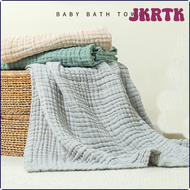 JKRTK ชุดผ้าห่มเด็กอ่อนเด็กผ้าเช็ดตัวแบบโปร่งทารกผ้าหุ้มตัวเด็กเตียงนอน6ชั้น105*105ซม. ผ้าฝ้ายบริสุทธิ์ผ้าห่มผ้ามัสลินกันกระแทก HRTWR