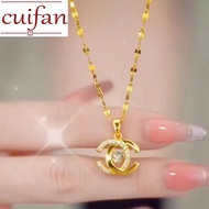 18K Saudi Gold Pawnable Small Fragrance Double C Flexible Pendant Clavicle Necklace for Women