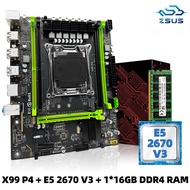 Motherboards Motherboards ZSUS X99 P4 Motherboard Set Kit With Intel LGA2011-3 Xeon E5 2670 V3 CPU DDR4 16GB (1*16GB) 2133MHZ RAM Memory NVME M.2 SATA