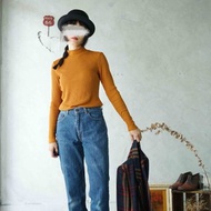 尋寶古著-Levis深藍復古上寬下窄高腰牛仔褲