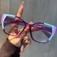 Reading Glasses Men Women Fashionable High-Definition Cat Eye Contrast Color Plain Face Thick Frame 