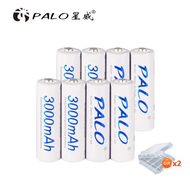 PALO 1.2V AA 3000mAh/AAA1100mAh 8 ช่อง LCD ที่ชาร์จแบตเตอรี่หน้าจอแบตเตอรี่ AA/AAA NiMH เครื่องชาร์