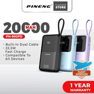 [3C Certified] Pineng PN-892PD 20000mAh 22.5W Fast Charge Powerbank w/ Built-in Cable PN892/PN891 Pi