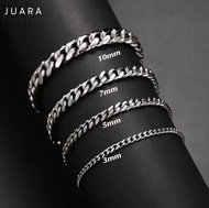 Gelang Pria Wanita Titanium Rantai Silver Putih Perak Asli Rante Cowok Cewek Keren Anti Karat