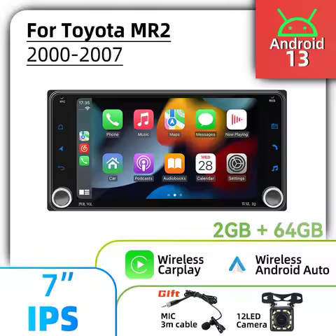 2Din Android Radio 7" Screen Stereo For Toyota MR2 MR 2 2000-2007 Wireless Carplay Autoradio Car Mul