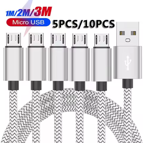 Micro USB Cable Data Sync 2A Fast Charging 1/5/10pcs Nylon Braided Charger Cable For Samsung Huawei 