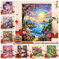 SY-stretched frame-32*40/40*50cm/50-60cm-Coloring by number painting FLOWER COLORS frame, brush, pai