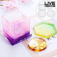 dHL_ Transparent Coasters  Cement Candle Tray Flower Pot Base Silicone Mold