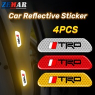 4Pcs Toyota TRD Car Door Reflective Sticker Scratch Protection Sticker Safety Warning Car Sticker Br