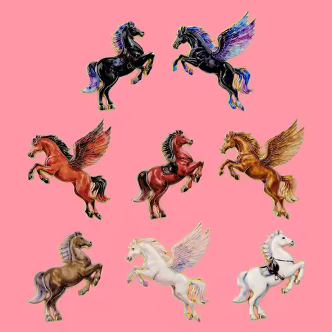 4pcs/set 2026 Horse Zodiac Enamel Pines Animals Brooch Metal Pins Badge on Backpack Clothing Accesso