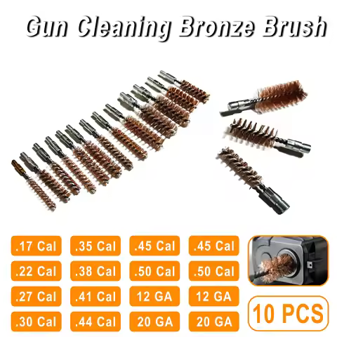 10 Pack Bronze Bore Brush 12GA .17Cal .22Cal 9mm Cleaning Brush for Pistol Rifle Cleaning Kit Thread