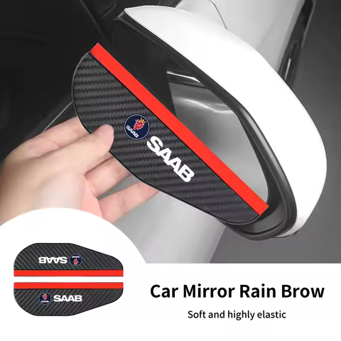 2PCS Car Rearview Carbon Fiber Mirror Rain Eyebrow Car Mirror Accessories For SAAB 9-3 9-5 93 9000 9
