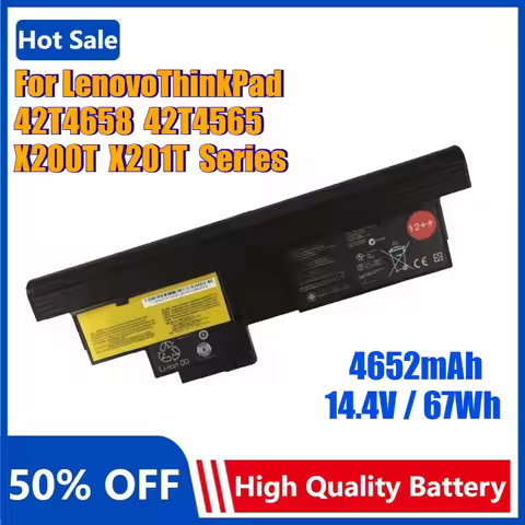 8 Cell 14.4V / 67Wh Laptop Battery for Lenovo ThinkPad X200T Tablet X201T Series FRU 42T4658 42T4565