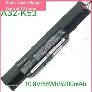 Asal Quality Bateri 5200mAh A32-K53 56Wh for K43 K43E K43J K43S K43SV K53 K53E K53F K53J K53S K53SV 