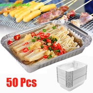 AUGUSTINE 50 Pcs Grease Drip Pan Recyclable Kitchen Supplies BBQ Drip Pan Disposable Grill Catch Tray Tin Outdoor Barbecue Aluminum Foil Kitchenware/Multicolor