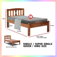 Solid Wooden Bed Frame / Single Super Single Queen King Bedframe Wooden Single Bed Add Mattress Optional (Assembly Included)