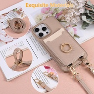 For Samsung Galaxy S24 PLUS S24 S23 S22 ULTRA S24 FE Litchi PU Leather Wallet Phone Case Crossbody L