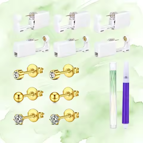 Ear Piercing Gun Kit -Self Ear Piercing Tool with Stud Earrings, Safe DIY Ear Piercing Machine, Ear