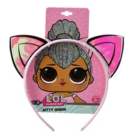 Kitty Queen Glitterati Club Pink Vinyl Flexible Headband w/ 2 Glossy Cat Ears Character Hair Accesso