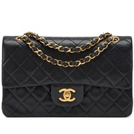Chanel Vintage Black Quilted Lambskin Small Classic Double Flap Bag Gold Hardware, 1989-1991