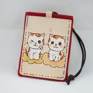 雙層皮革卡套證件套 雙子星貓星人