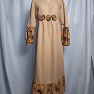 SANDILA - Baju Gaun Gamis Wanita Kombinasi Batik Polos