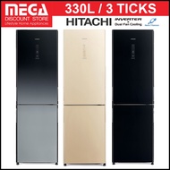 HITACHI R-BG415P6MSX 330L 2-DOOR FRIDGE (3 Ticks)